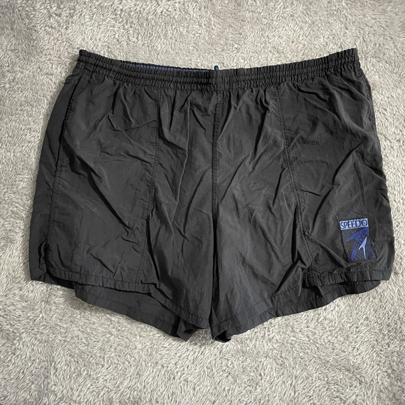 Speedo Swim Trunks Mens Vintage Black Drawstring Beach Shorts Adult Size 35 Inch - Picture 1 of 8